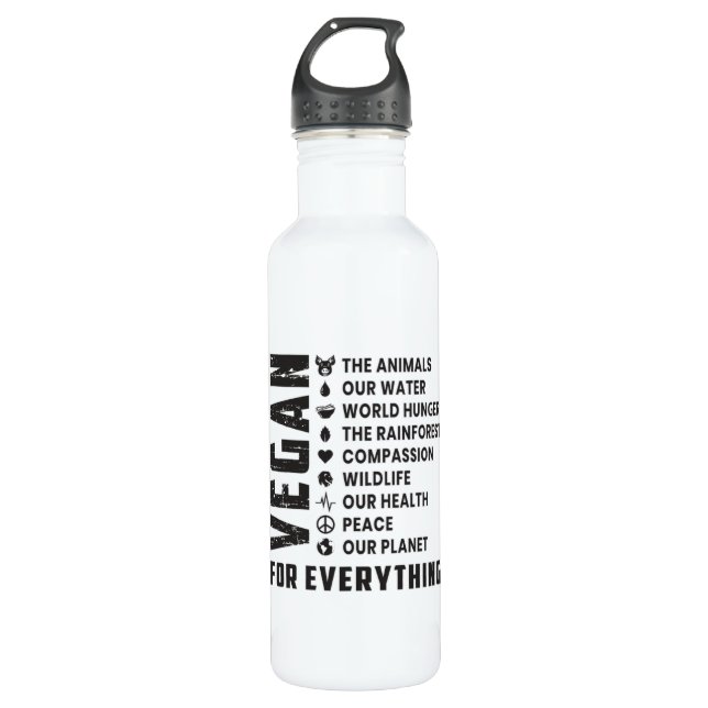 Vegan Vegetarian Vegetables Veganism Funny Gift 710 Ml Water Bottle (Front)