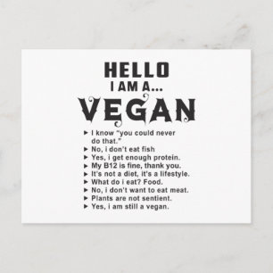 Vegan Vegetarian Vegetables Veganism Funny Gift Postcard