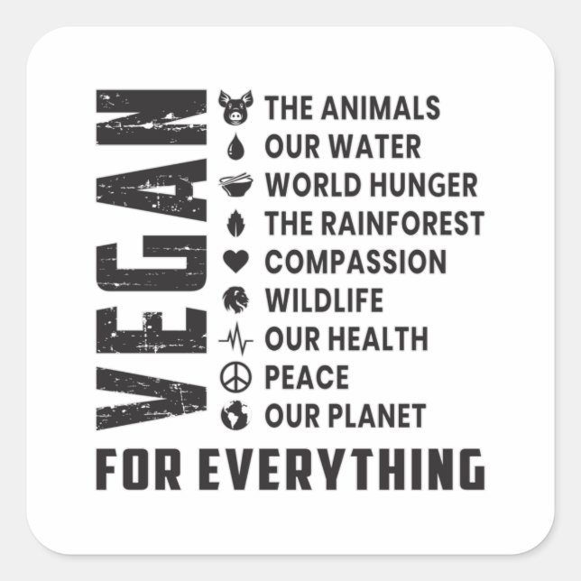 Vegan Vegetarian Vegetables Veganism Funny Gift Square Sticker (Front)