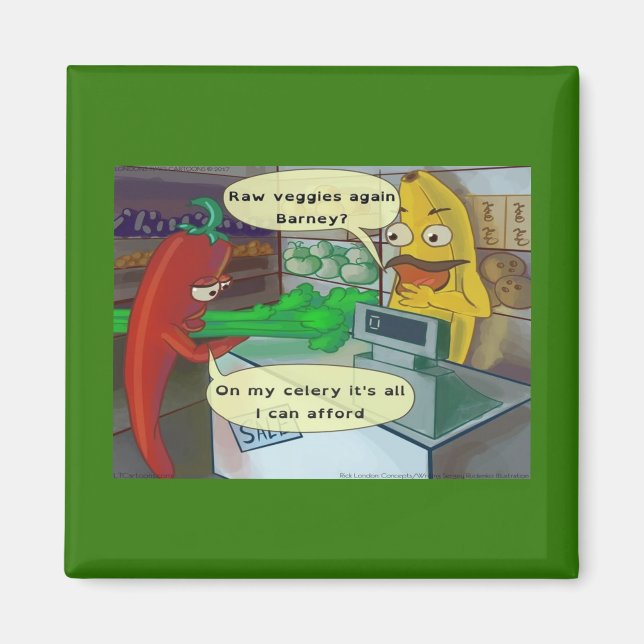 Vegan Veggie Shopping Fridge Rick London Magnet (Front)