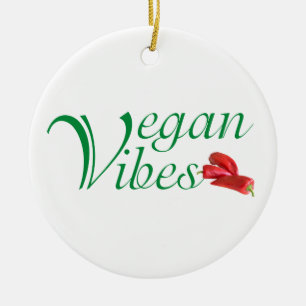 Vegan vibes ceramic tree decoration