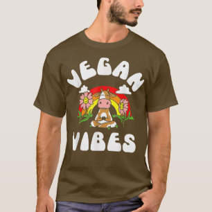 Vegan Vibes Cow Rainbow Herbivore Vegetarian Sunse T-Shirt