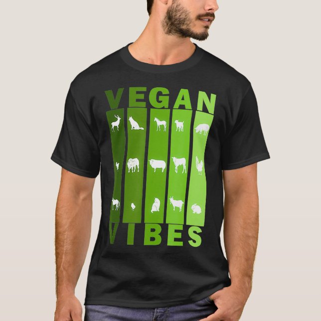 Vegan Vibes Shirt Funny Retro Vegetarian Go Vegan  (Front)