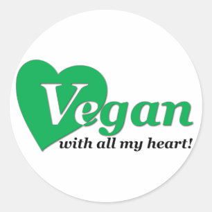 Vegan with all my heart classic round sticker