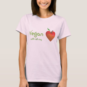 Vegan with all my heart (red apple heart) T-Shirt