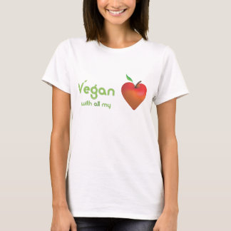 Vegan with all my heart (red apple heart) T-Shirt