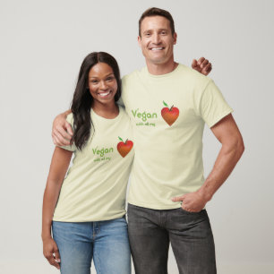 Vegan with all my heart (red apple heart) T-Shirt
