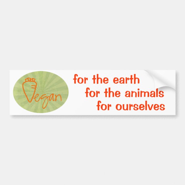 Vegan (with Carrot Graphic) Bumper Sticker (Front)