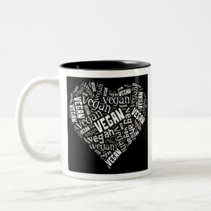 "Vegan" Word-Cloud Heart & Quote Two-Tone Coffee Mug