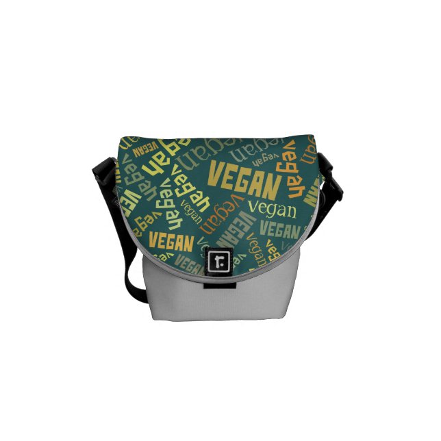 "Vegan" Word-Cloud Mosaic Commuter Bag (Front)