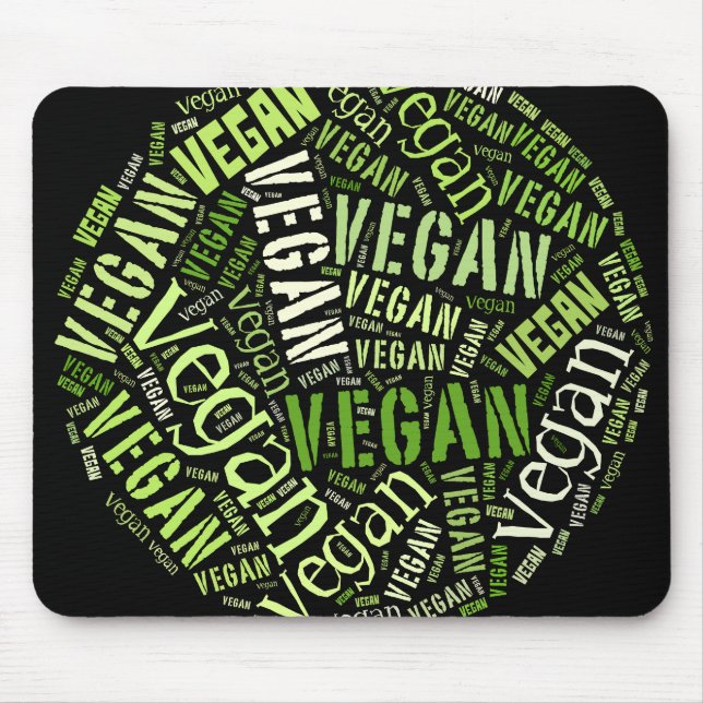 "Vegan" Word-Cloud Mosaic Mouse Mat (Front)
