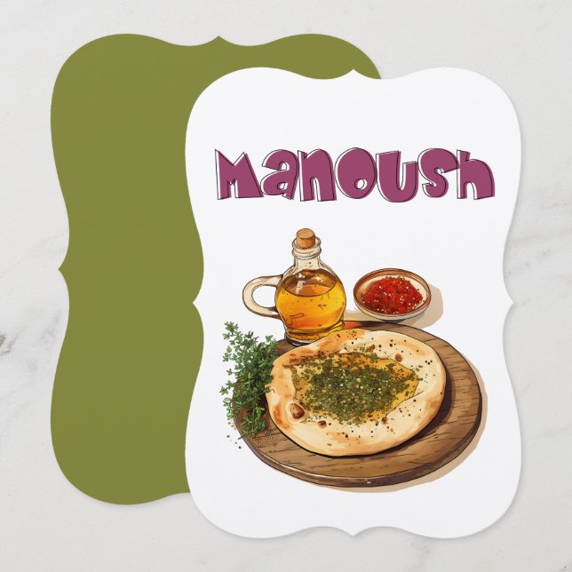 Vegan Zaatar Thyme Manakeesh منقوشة زعتر زيت زيتون Invitation (Front/Back)