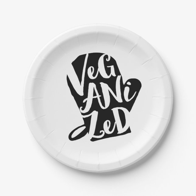Veganized Vegan Custom Background Colour Paper Plate (Front)