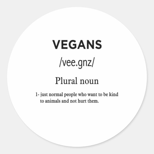 vegans definition classic round sticker (Front)