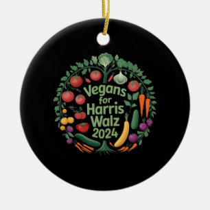 Vegans for Harris Waltz 2024 Show Your Support  Ceramic Tree Decoration