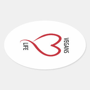 Vegans love life oval sticker