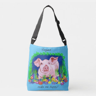 Vegans make me happy! Cute pig bag