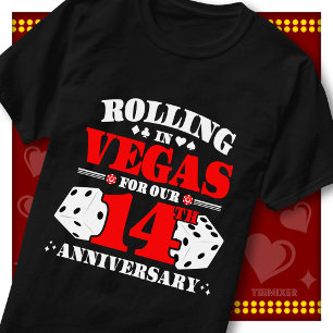 Vegas 14th Anniversary Couple Casino Rolling Dice T-Shirt