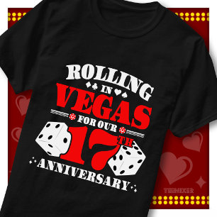 Vegas 17th Anniversary Couple Casino Rolling Dice T-Shirt