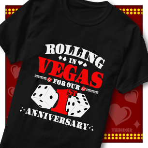 Vegas 1st Anniversary Couple Casino Rolling Dice T-Shirt
