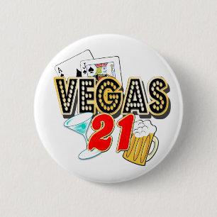 Vegas 21st Birthday 6 Cm Round Badge