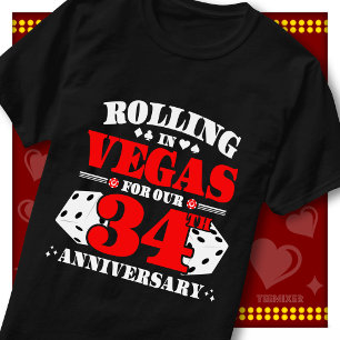 Vegas 34th Anniversary Couple Casino Rolling Dice T-Shirt