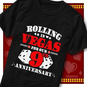 Vegas 9th Anniversary Couple Casino Rolling Dice T-Shirt