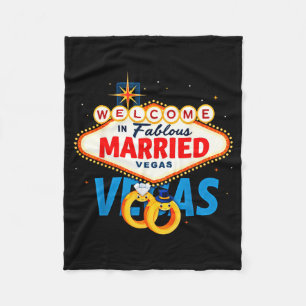 Vegas Bachelor Party Married In Vegas Groom Bride Fleece Blanket