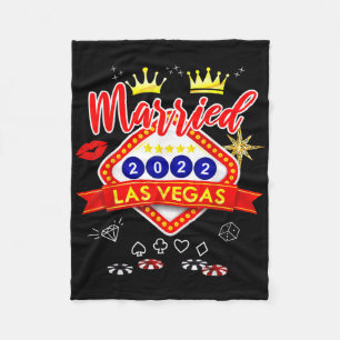 Vegas Bachelor Party Married In Vegas Groom Bride  Fleece Blanket