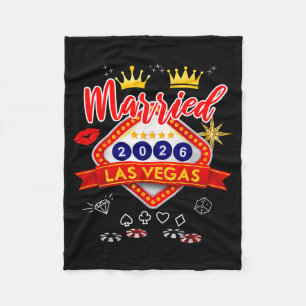 Vegas Bachelor Party Married In Vegas Groom Bride Fleece Blanket