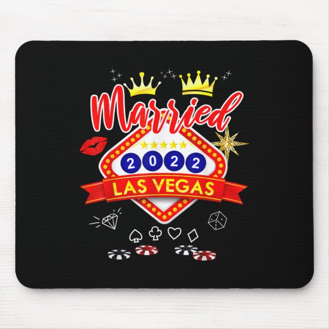 Vegas Bachelor Party Married In Vegas Groom Bride  Mouse Mat (Front)