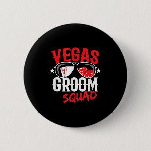 Vegas Bachelor Party - Married In Vegas - Groom Sq 6 Cm Round Badge