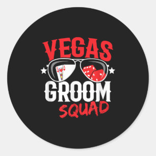 Vegas Bachelor Party - Married In Vegas - Groom Sq Classic Round Sticker