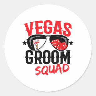Vegas Bachelor Party - Married In Vegas - Groom Sq Classic Round Sticker