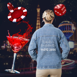 Vegas Bachelorette Bride To Be Elegant Script Denim Jacket