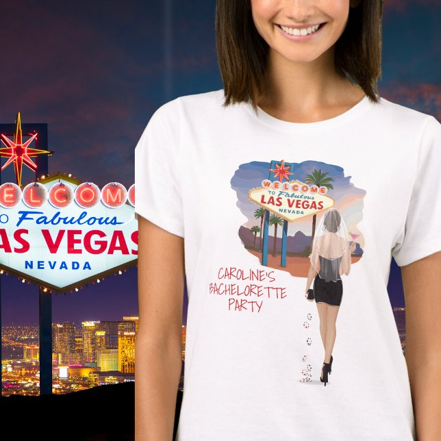 Vegas Bachelorette Party Brunette Bride Keepsake T-Shirt (Creator Uploaded)