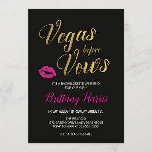 Vegas before Vows Bachelorette Itinerary Invite
