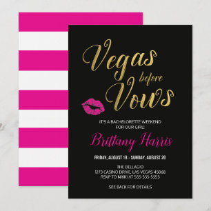 Vegas before Vows Bachelorette Party Invitation