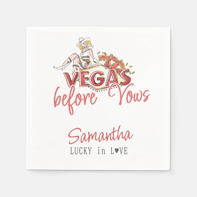 Vegas Before Vows Casino Lucky Modern Bachelorette Napkin (Front)