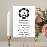 Vegas Black Poker Chip Wedding Seating Chart Card<br><div class="desc">Guide your guests to their proper table with these fun black,  white,  and red poker seating chart cards. Personalise the table number and the guest's name. Part of the Poker Chip collection.</div>