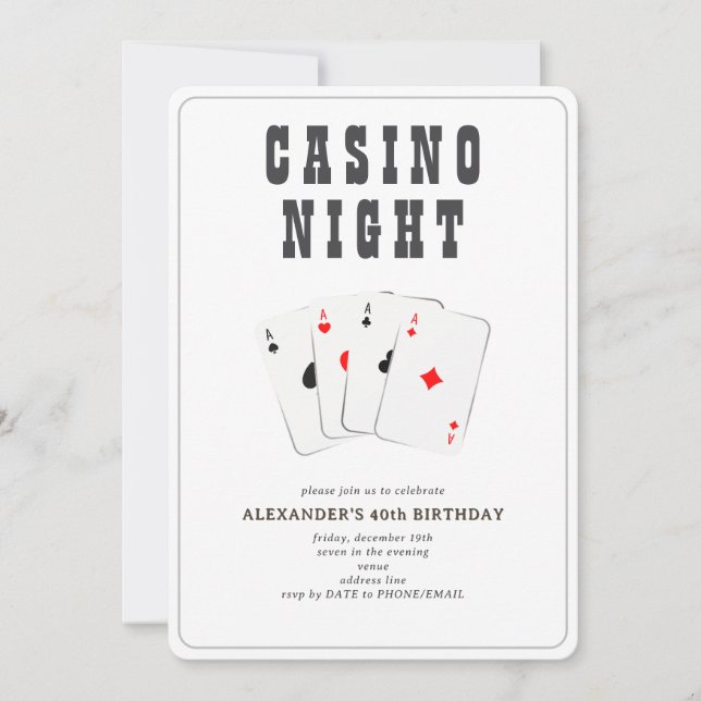 Vegas Casino Blackjack Poker Night Black Party Invitation (Front)