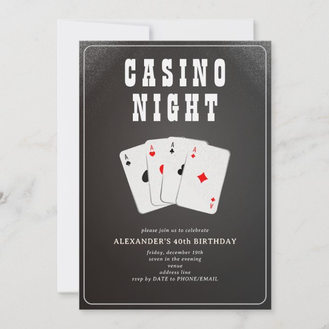 Vegas Casino Blackjack Poker Night Party Invitation (Front)