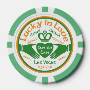 Vegas Casino Lucky in Love Wedding Save the Date Poker Chips