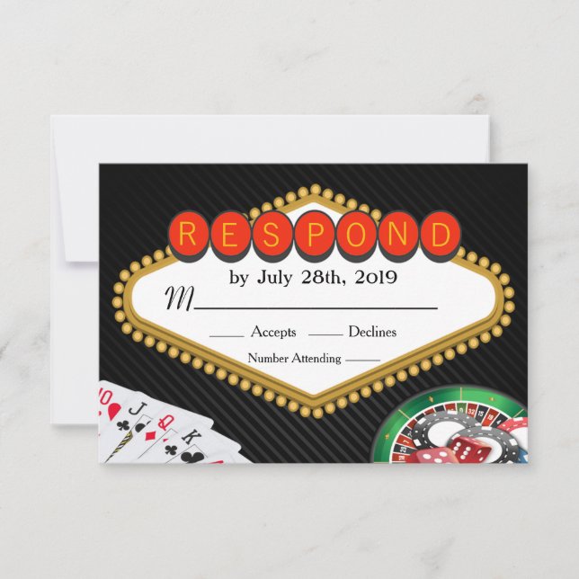Vegas Casino Marquee RSVP Card (Front)