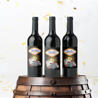 Vegas Casino Night Birthday / Bachelor Party Wine Label