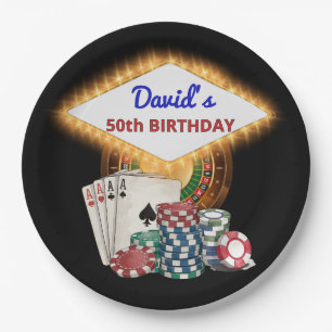 Vegas Casino Night Black Birthday Party Paper Plate