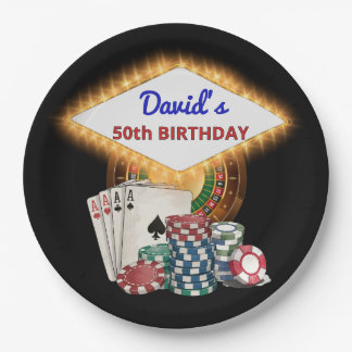 Vegas Casino Night Black Birthday Party  Paper Plate