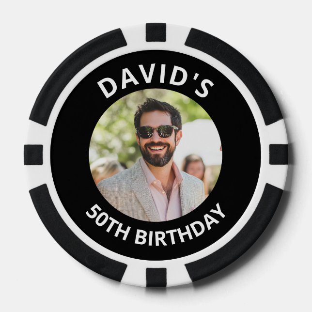 Vegas Casino Party Favor Black & White Photo Poker Chips (Front)