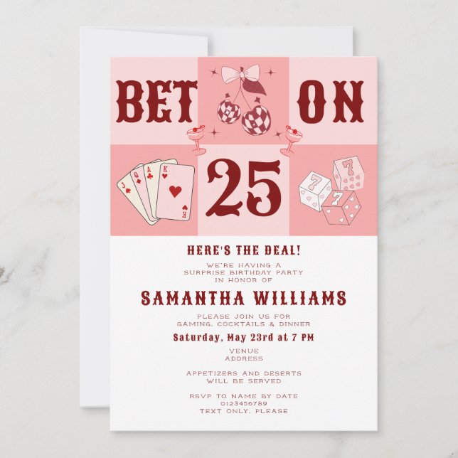 Vegas Casino Poker Retro Disco Cowgirl Birthday Invitation (Front)