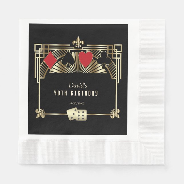 Vegas Casino Royale Great 40th Birthday Napkin (Front)